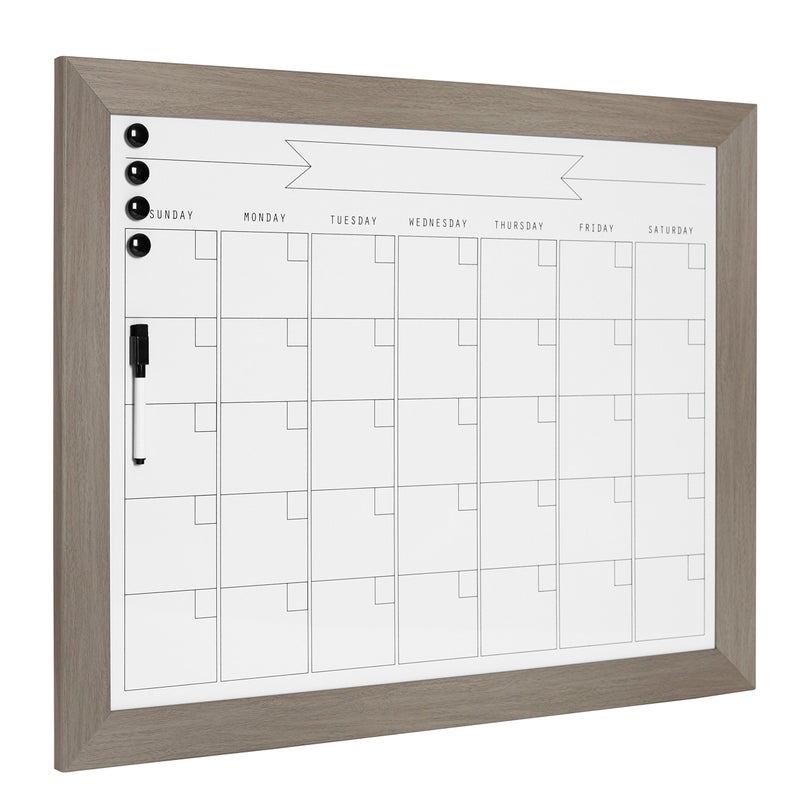 DesignOvation Beatrice Framed Magnetic Dry Erase Monthly Calendar, 23x29, Gray - Image 2